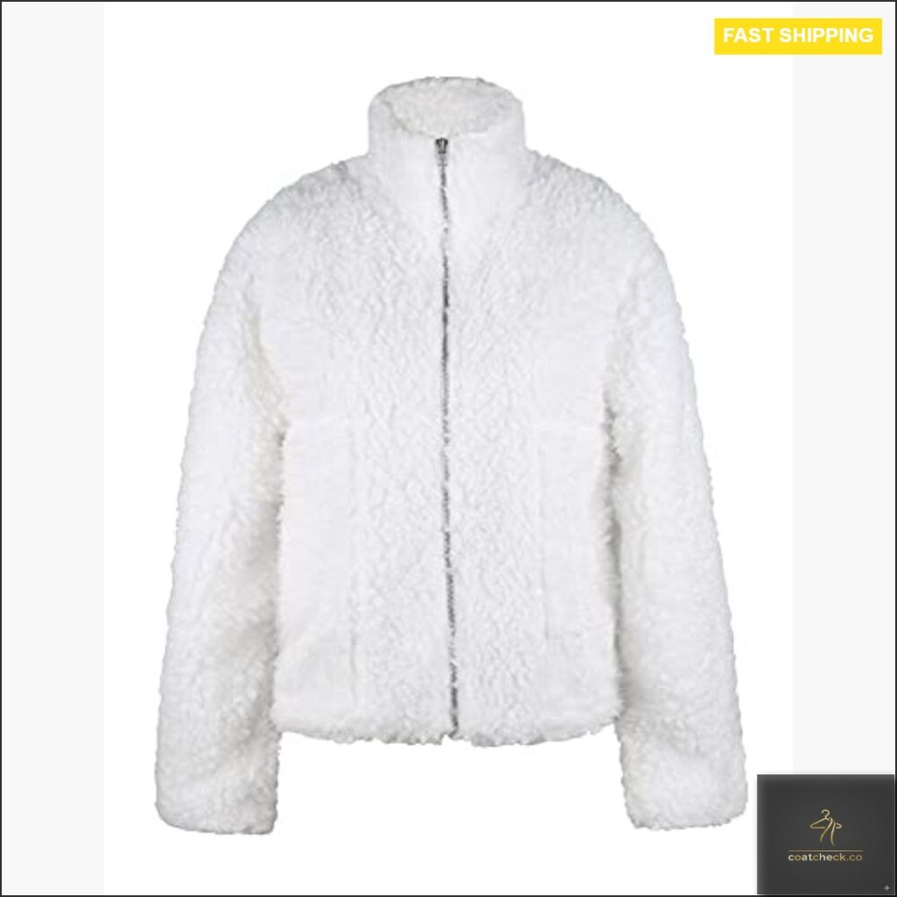 Oversized Teddy Boucle Faux Fur Jacket Zip Up Chic Winter Snug Coat - Picture 6 of 6